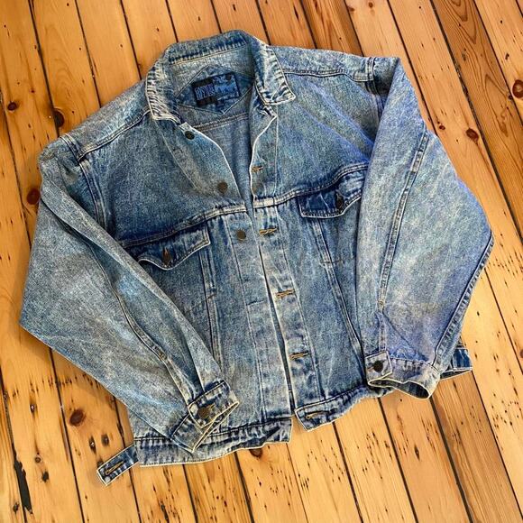 Vintage 1990s Acid Wash Denim Jean Jacket XL - Picture 3 of 5